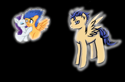 Size: 1024x670 | Tagged: safe, artist:icefeather24, flash sentry, rarity, oc, pony, unicorn, black background, female, male, offspring, parent:flash sentry, parent:rarity, sentrity, shipping, simple background, straight