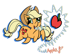 Size: 4200x3300 | Tagged: safe, artist:allyclaw, applejack, earth pony, pony, apple, silly, silly pony, solo, that pony sure does love apples, who's a silly pony