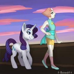 Size: 1024x1024 | Tagged: safe, artist:0-alessandrx-0, part of a set, rarity, pony, unicorn, crossover, diamond and pearl, pearl (steven universe), sky, steven universe, voice actor joke, voice actor reference