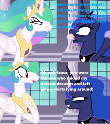 Size: 1280x1443 | Tagged: safe, edit, edited screencap, screencap, princess celestia, princess luna, alicorn, pony, a royal problem, argument, clothes