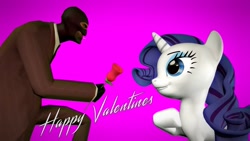 Size: 1191x670 | Tagged: safe, rarity, pony, unicorn, bashing, crack shipping, crossover, eyestrain warning, female, holiday, interspecies, love, male, needs more saturation, romance, romantic, shipping, simple background, spy, straight, team fortress 2, valentine's day