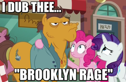 Size: 896x585 | Tagged: safe, screencap, pinkie pie, rarity, earth pony, pony, unicorn, the gift of the maud pie, background pony, brickhouse, brooklyn rage, cafe, glare, image macro, manehattan, meme, naming, nervous, two ton, unnamed pony, yugioh abridged