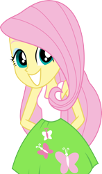 Size: 3000x5096 | Tagged: safe, artist:nero-narmeril, fluttershy, equestria girls, absurd resolution, clothes, hands behind back, simple background, skirt, smiling, solo, tanktop, transparent background, vector