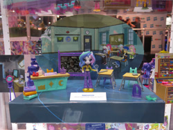 Size: 960x720 | Tagged: safe, princess celestia, principal celestia, equestria girls, classroom, desk, doll, equestria girls minis, irl, photo, school, sdcc 2017, table, toy