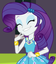 Size: 623x718 | Tagged: safe, screencap, rarity, better together, equestria girls, text support, text support: rarity, :3, bracelet, cropped, cute, female, geode of shielding, happy, jewelry, magical geodes, raribetes, smiling, solo