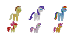 Size: 1920x1080 | Tagged: safe, artist:platinumdrop, derpibooru import, apple bloom, applejack, rainbow dash, rarity, scootaloo, sweetie belle, earth pony, pegasus, pony, unicorn, adult, female, filly, mare, pointy ponies, simple background, transparent background