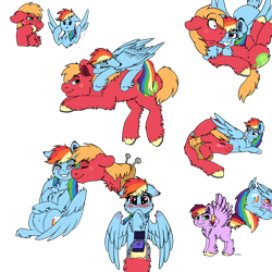 Size: 3000x3000 | Tagged: safe, artist:saphi-boo, derpibooru import, big macintosh, rainbow dash, oc, earth pony, pegasus, pony, blushing, crying, cuddling, female, floppy ears, fluffy, male, marriage proposal, next generation, offspring, parent:big macintosh, parent:rainbow dash, parents:rainbowmac, pregnant, rainbowmac, ring, shipping, snuggling, stallion, straight, tears of joy, wedding ring