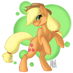 Size: 1040x1046 | Tagged: safe, artist:drackana, applejack, earth pony, pony, cowboy hat, female, hat, mare, signature, simple background, solo, white background