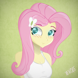 Size: 2000x2000 | Tagged: safe, artist:xencue, fluttershy, equestria girls, blushing, solo