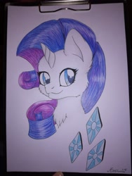 Size: 3120x4160 | Tagged: safe, artist:mimicproductions, rarity, pony, unicorn, bust, cutie mark, female, hand drawing, mare, solo, traditional art