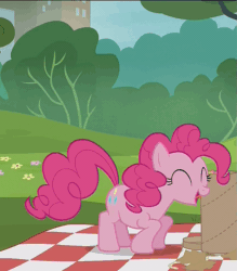 Size: 857x978 | Tagged: safe, screencap, pinkie pie, earth pony, pony, the gift of the maud pie, animated, loop, pronking