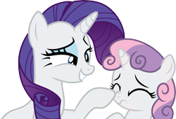 Size: 4418x3000 | Tagged: safe, artist:cloudyglow, rarity, sweetie belle, pony, unicorn, campfire tales, absurd resolution, boop, cute, daaaaaaaaaaaw, duo, eyes closed, female, filly, horn, mare, nose wrinkle, scrunchy face, simple background, sisters, transparent background, vector