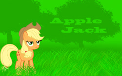 Size: 1152x720 | Tagged: safe, artist:dj-tavistar, derpibooru import, applejack, earth pony, pony, applejack is not amused, grass, tree, vector, wallpaper