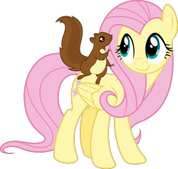 Size: 5000x4758 | Tagged: safe, artist:vulthuryol00, fluttershy, pegasus, pony, squirrel, the hooffields and mccolts, absurd resolution, cute, female, mare, shyabetes, simple background, transparent background, vector