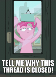 Size: 392x540 | Tagged: safe, screencap, pinkie pie, earth pony, pony, the gift of the maud pie, animated, cropped, door, image macro, knocking, loop, meme, panic, reaction gif