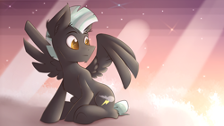 Size: 1920x1080 | Tagged: safe, artist:capseys, derpibooru import, thunderlane, pegasus, pony, cloud, cloudy, cute, male, solo, thunderbetes, underhoof, wallpaper