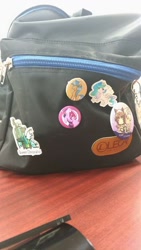 Size: 540x960 | Tagged: safe, princess celestia, queen chrysalis, twilight sparkle, oc, oc:文毛, changeling, changeling queen, backpack, irl, photo