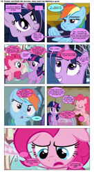 Size: 868x1592 | Tagged: safe, artist:dziadek1990, derpibooru import, edit, edited screencap, screencap, pinkie pie, rainbow dash, twilight sparkle, earth pony, pegasus, pony, comic:ponies and d&d, bad pun, comic, conversation, dialogue, dungeons and dragons, emote story:ponies and d&d, pen and paper rpg, pun, reference, rpg, screencap comic, slice of life, text, zork