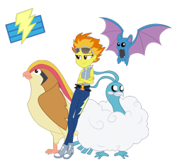 Size: 1116x1029 | Tagged: safe, artist:maretrick, derpibooru import, spitfire, equestria girls, altaria, converse, crossover, equestria girls-ified, golbat, pidgeot, pokémon, shoes, sunglasses, vector