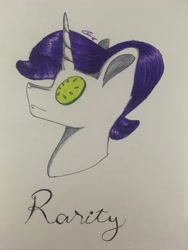 Size: 3024x4032 | Tagged: safe, artist:clefsignsketcher, rarity, pony, unicorn, bust, cucumber, female, food, mare, solo, traditional art