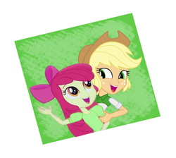 Size: 3939x3537 | Tagged: safe, artist:pinkiespartygirl, edit, apple bloom, applejack, equestria girls, duo, photo, simple background, sisters, transparent background