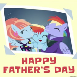 Size: 1080x1080 | Tagged: safe, derpibooru import, bow hothoof, rainbow dash, windy whistles, pegasus, pony, facebook, father's day, female, filly, filly rainbow dash, official, rainbow dash month, younger