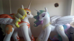 Size: 5632x3168 | Tagged: safe, artist:arniemkii, daybreaker, princess celestia, alicorn, pony, unicorn, a royal problem, bootleg, hongyi, inflatable, inflation, irl, photo