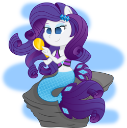 Size: 6438x6462 | Tagged: safe, artist:sugar-loop, part of a set, rarity, mermaid, equestria girls, my little pony: the movie, absurd resolution, belly button, chibi, comb, female, mermaid tail, mermaidized, midriff, seaponified, seapony rarity, simple background, solo, species swap, transparent background, updated