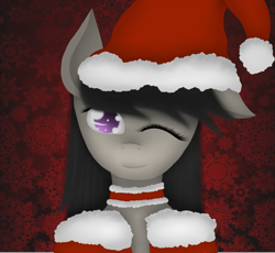 Size: 2948x2712 | Tagged: safe, artist:glittersonyourface, octavia melody, earth pony, pony, christmas, hat, santa hat