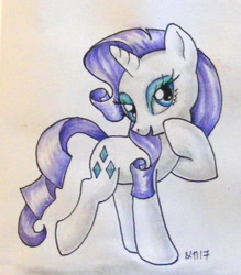 Size: 900x1026 | Tagged: safe, artist:andpie, rarity, pony, unicorn, female, mare, raised hoof, solo, traditional art