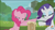 Size: 1920x1080 | Tagged: safe, screencap, pinkie pie, rarity, earth pony, pony, unicorn, the gift of the maud pie, discovery family logo, frown, fusion dance fail, lidded eyes, open mouth, present, pushing, smiling