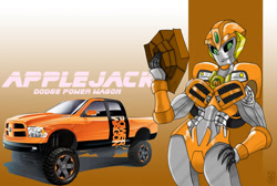 Size: 1091x732 | Tagged: safe, artist:inspectornills, applejack, barely pony related, car, crossover, dodge (car), dodge ram, transformers, transformers prime