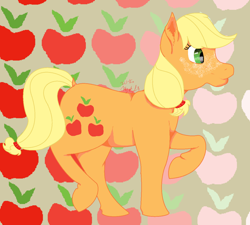 Size: 1024x920 | Tagged: safe, artist:zoey888vgtech, applejack, earth pony, pony, blonde mane, female, mare, missing accessory, orange coat, solo