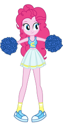 Size: 1800x3500 | Tagged: safe, artist:mixiepie, pinkie pie, equestria girls, belly button, canterlot high, cheerleader, cheerleader pinkie, clothes, midriff, pleated skirt, pom pom, school spirit, shoes, simple background, skirt, socks, solo, sports bra, transparent background, vector, wondercolts