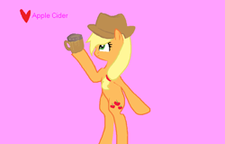 Size: 896x573 | Tagged: safe, artist:icandycorn, applejack, earth pony, pony, cider, heart, solo