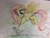 Size: 1080x810 | Tagged: safe, artist:sararichard, angel bunny, fluttershy, pegasus, pony, angry, feather, flying, rain, traditional art