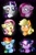 Size: 2000x3000 | Tagged: safe, artist:valemjj, derpibooru import, applejack, fluttershy, pinkie pie, rainbow dash, rarity, twilight sparkle, earth pony, pegasus, pony, unicorn, anti-elements, evil mane six, head, mane six, mean six, pinkamena diane pie