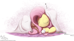 Size: 2000x1125 | Tagged: safe, artist:bugplayer, fluttershy, pegasus, pony, rabbit, blanket, bugplayer is trying to murder us, commission, controller, cute, duo, eyes closed, female, mare, nintendo entertainment system, prone, shyabetes, signature, sleeping