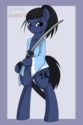 Size: 1080x1620 | Tagged: safe, artist:kloudmutt, oc, oc only, pony, bipedal, sword