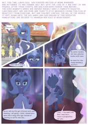 Size: 3307x4677 | Tagged: safe, artist:erebyscomics, princess celestia, princess luna, alicorn, pony, background pony, clothes, crying, dress, fear, monster, night, sad, sadness