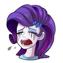 Size: 1057x1048 | Tagged: safe, artist:hosikawa, rarity, human, equestria girls, crying, female, hairpin, makeup, marshmelodrama, mascarity, running makeup, simple background, solo, white background