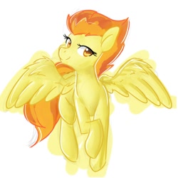 Size: 1000x1000 | Tagged: safe, artist:jovalic, derpibooru import, spitfire, pegasus, pony, cute, cutefire, female, mare, simple background, solo, spread wings, white background, wing fluff, wings