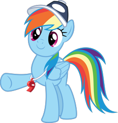 Size: 3000x3120 | Tagged: safe, artist:sollace, derpibooru import, rainbow dash, pegasus, pony, common ground, .svg available, baseball cap, cap, cute, female, hat, mare, raised leg, simple background, smiling, solo, transparent background, vector, whistle