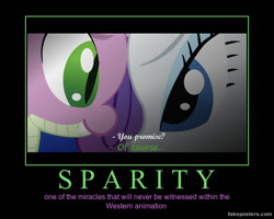 Size: 600x480 | Tagged: safe, artist:stay gold, artist:thepokemontrainer, rarity, spike, dragon, pony, unicorn, anti-shipping, demotivational poster, dialogue, facing each other, female, grammar error, male, meme, op is a cuck, shipping, sparity, straight, text