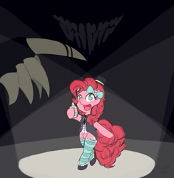 Size: 1000x1025 | Tagged: safe, artist:pinkiesheen, pinkie pie, pony, bipedal, clothes, elmyra duff, hat, monster, stockings, top hat