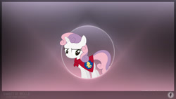 Size: 3840x2160 | Tagged: safe, artist:iithunderboltii, artist:spectty, derpibooru import, sweetie belle, cape, clothes, cutie mark crusaders, logo, simple, smirk, vector, wallpaper