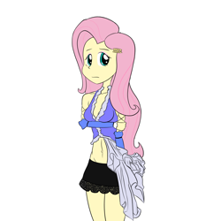 Size: 1000x1000 | Tagged: safe, artist:a_simplepony, fluttershy, equestria girls, belly button, clothes, cosplay, costume, final fantasy x-2, hairclip, midriff, skirt, solo, yuna