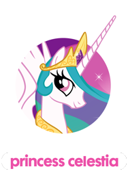 Size: 440x585 | Tagged: safe, princess celestia, alicorn, pony, aside glance, beautiful, bust, crown, female, jewelry, looking at you, mare, multicolored mane, name, portrait, purple eyes, regalia, royalty, sideways glance, simple background, smiling, solo, sparkles, tiara, transparent background, wings