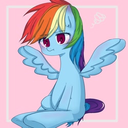 Size: 1200x1200 | Tagged: safe, artist:770nanao15, derpibooru import, rainbow dash, pegasus, pony, cute, dashabetes, female, mare, solo