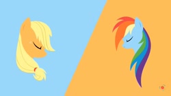 Size: 1920x1080 | Tagged: safe, derpibooru import, applejack, rainbow dash, earth pony, pegasus, pony, appledash, eyes closed, female, lesbian, pmv, shipping, youtube link